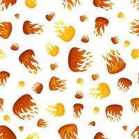 Seamless pattern with fire flame on white background. Vector illustration.