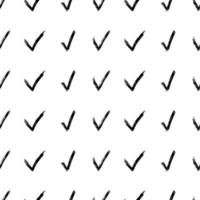 Seamless pattern with hand drawn check symbols. Black sketch check symbol on white background. Vector illustration
