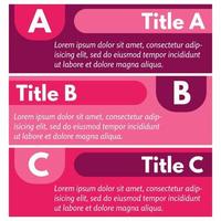 Set of three horizontal colorful options banners. Step by step infographic design template. Vector illustration