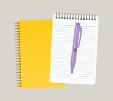 Two notepads and a pen. Vector illustration