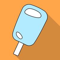 Vector illustration of ice cream on a wooden stick in flat style isolated on orange background with shadow. Vector illustration