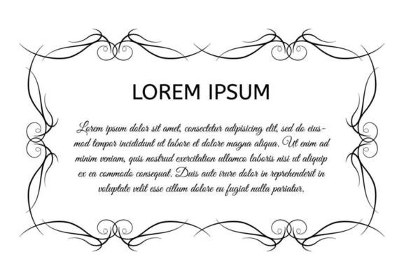 Decorative vintage horizontal frame with the place for your text in center. Vintage ornament greeting card template. Vector illustration.