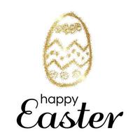 Hand Drawn Easter Egg with Gold Glitter Effect on a white background. Vector illustration