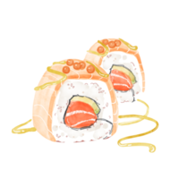 rolo de sushi aquarela png