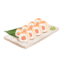 vattenfärg sushi rulla png