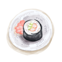 rolo de sushi aquarela png