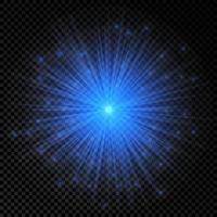 Light effect of lens flares. Blue glowing lights starburst effects with sparkles vector