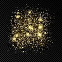 Golden glittering backdrop on a dark transparent background. Background with gold glitter effect and empty space for your text. Vector illustration