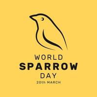 World sparrow day vector illustration in silhouette. Observed annually on March 20, is a day to raise awareness of the protection of sparrows