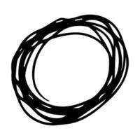 círculo de garabatos dibujado a mano. elemento de diseño circular redondo de fideos negros sobre fondo blanco. ilustración vectorial vector