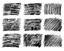 Set of nine Sketch Scribble Smear Rectangles. Hand drawn Pencil Scribble. Vector illustration.