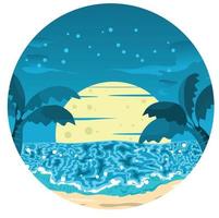 Sunset on the beach. Vector illustration in a flat style.