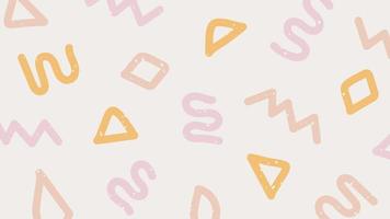 Cute backdrop with various hand drawn abstract shapes, strokes and doodles. Childish pattern in pastel colors. Primitive shapes on beige background. Memphis style banner template vector