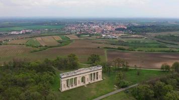 Aerial orbit view of colonnade Reistna in Valtice video