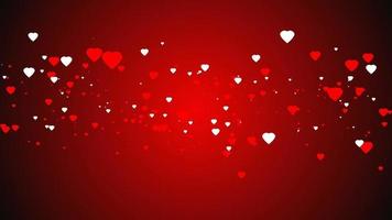 hjärtan på röd bakgrund. platt stil. valentine dag bakgrund. hjärtan valentine tecken. hjärtan tapet. video