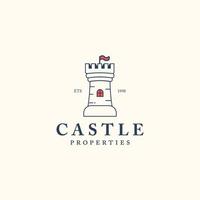 line drawn castle logo template free vector