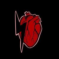 rojo corazón Arte ilustración mano dibujado estilo prima vector para tatuaje, pegatina, logo etc