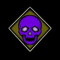 Purple skull art Illustration hand drawn style premium vector for tattoo, sticker, logo etc