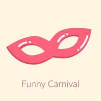 Purim and Mardi Gras costume mask, carnival mask in cute cartoon style, vector decorative object for parties and festivals.