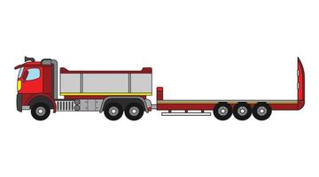 Vector illustration color children construction semi flatbed trailer truck clipart