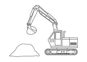 Hand drawn Clip art color children construction mini excavator with dirt vector