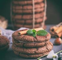 round chocolate chip cookies with cream photo