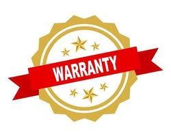 Warranty label sign icon symbol gold red white design vector illustration