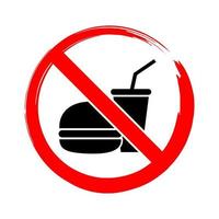 No food allowed sign icon symbol, isolated on white background. Prohibition sign vector illustration