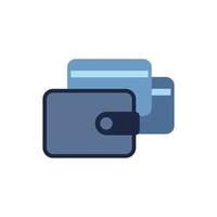 azul y blanco aislar carteras y crédito tarjetas plano icono vector