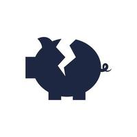 isolate blue and white broken piggy bank icon vector