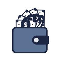 blue and white isolate Wallets and credit cards flat icon symbol vector