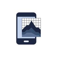 isolate blue and white Investing in mobile stock chart flat icon finance and investment icon vector
