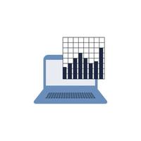 Investing in laptop stock chart flat icon vector