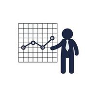 isolate blue and white presentation stock chart flat icon symbol vector