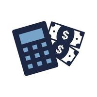 aislar azul y blanco calculadora plano icono financiero icono vector