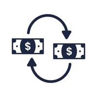 blue and white isolate dollar money exchange business and financail flat icon elements vector