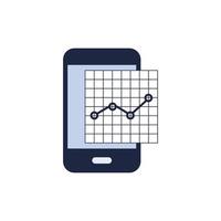 business icon symbol isolate blue and white Investing in mobile stock chart flat icon vector