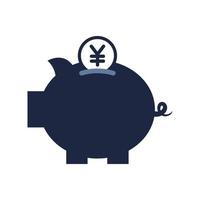 azul y blanco aislar cerdito banco negocio financiar plano icono elementos vector