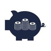blue and white isolate piggy bank business financail flat icon vector