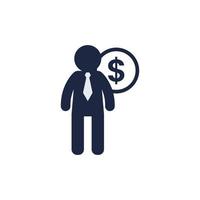 financial icon isolate blue one person with dollar coin flat icon vector