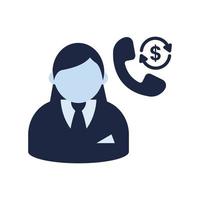 blue and white isolate financail call center flat icon elements vector