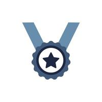 elements vector isolate blue and white medal flat icon symbol