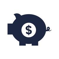 blue and white isolate piggy bank business financail flat icon elements vector