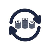 blue and white isolate money exchange dollar coin business financail flat icon elements vector