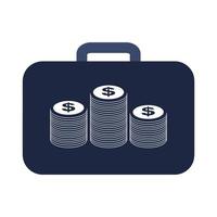 blue and white isolate money bag  business financail flat icon elements vector