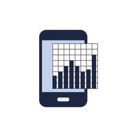 isolate blue and white Investing in mobile stock chart flat icon vector