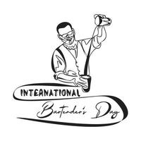 Bartenders Day simple vector illustration. Barman or barista job minimal background, banner, poster.