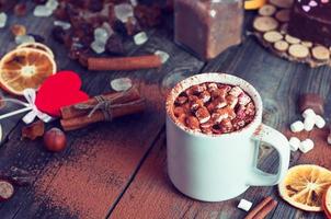 Drink hot chocolate with marshmallows photo