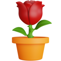3d representación Rosa flor con maceta aislado png