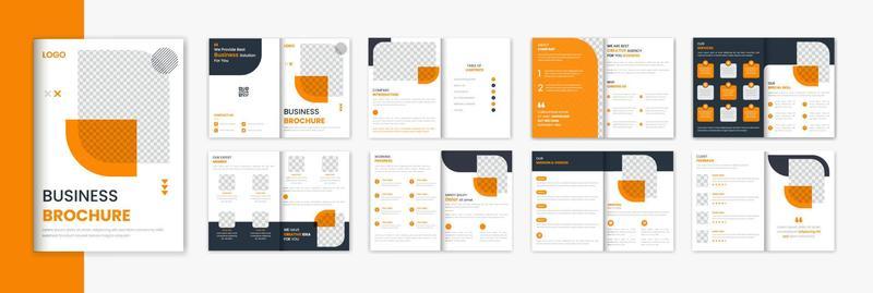 Corporate 16 page brochure design, Business A4 portfolio, annual design vector